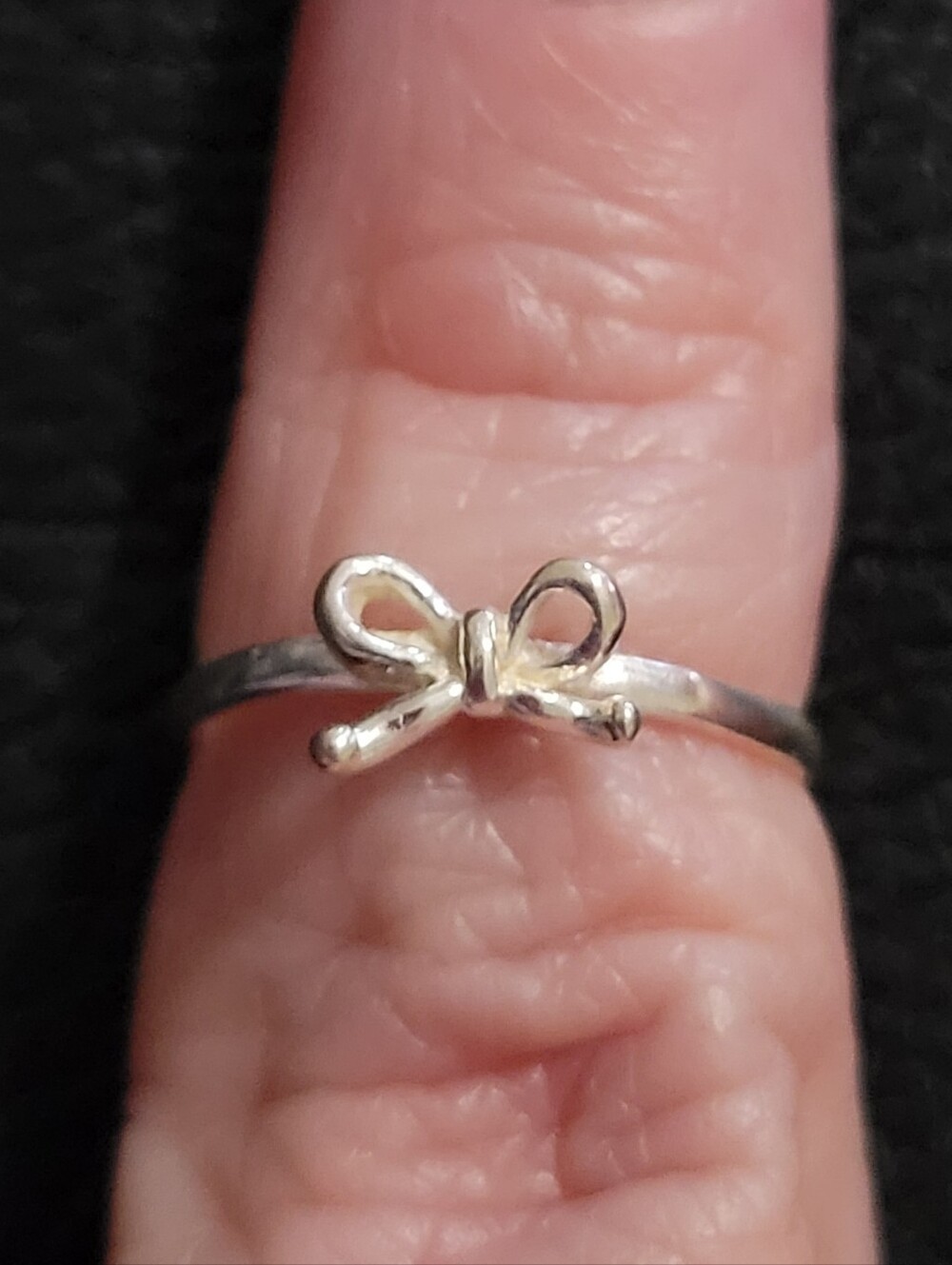Vintage Sterling Silver 925 Dainty Bow Ring–Minimalist Adjustable Open Wrap Band